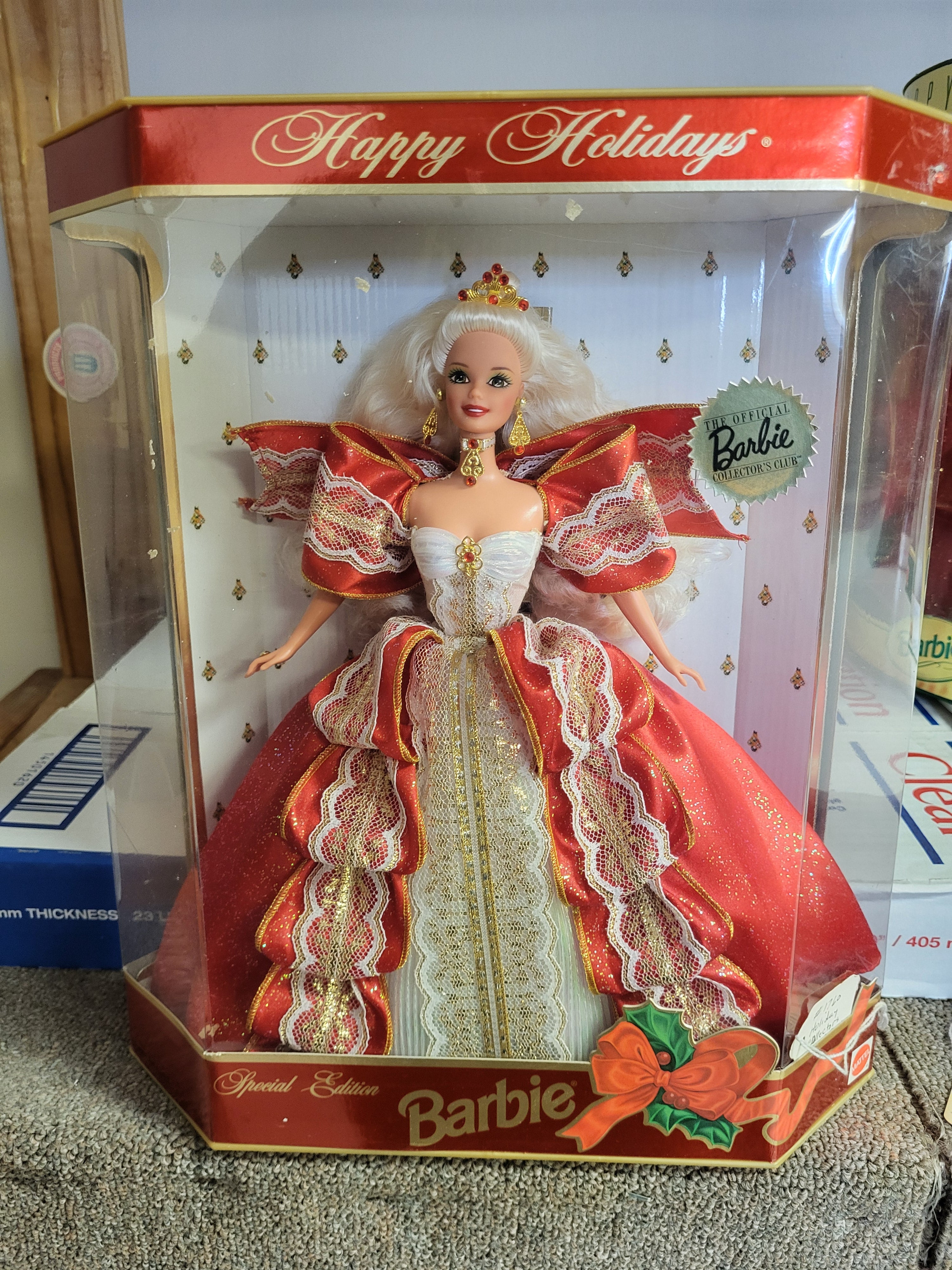 Happy Holidays Barbie – Blonde in Red & Gold Gown (1993)